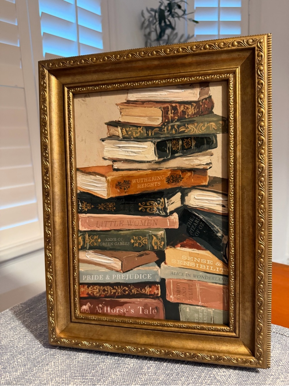 16x12” “All I need is Books” stack of classic literature books art vintage vibes